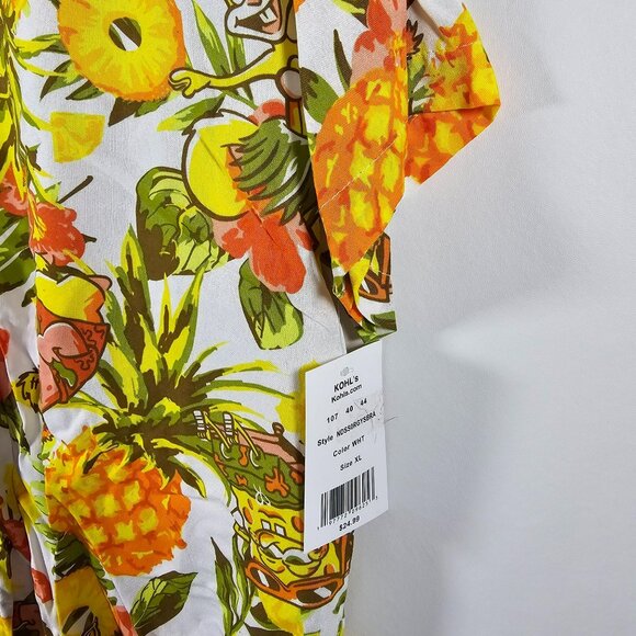 Spongebob Squarepants Hawaiian Print Button-Up Shirt Kids Size XL - Picture 2 of 8